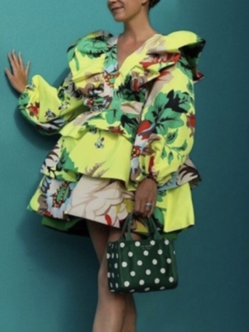 WOW POP BAM Neon Floral Ruffled Mini Dress -PERFECT